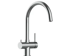 Einhebelmischer<VIZIO NIEDERDRUCK 3 Wege Wasserhahn Küchenarmatur Edelstahl Massiv 360° Schwenkbarem U Auslauf Hochglanz Poliert