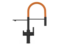 New VIZIO NIEDERDRUCK 3 Wege Wasserhahn Küchenarmatur FC mit 360° Schwenkbarem Auslauf Abnehmbare 2 Strahl Handbrause Schwarz Matt   Orange