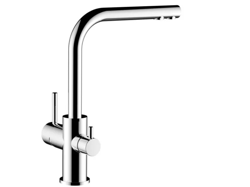 Einhebelmischer<VIZIO NIEDERDRUCK 3 Wege Wasserhahn Küchenarmatur FL mit 360° Schwenkbarem L Auslauf