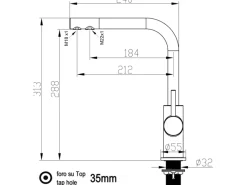Einhebelmischer<VIZIO NIEDERDRUCK 3 Wege Wasserhahn Küchenarmatur FL mit 360° Schwenkbarem L Auslauf