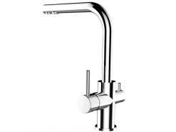 Einhebelmischer<VIZIO NIEDERDRUCK 3 Wege Wasserhahn Küchenarmatur FL mit 360° Schwenkbarem L Auslauf