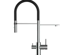 Zubehör Für Küchenarmatur<VIZIO NIEDERDRUCK 3 Wege Wasserhahn Küchenarmatur FL mit 360° Schwenkbarem Auslauf Abnehmbare 2 Strahl Handbrause Verchromt   Schwarz