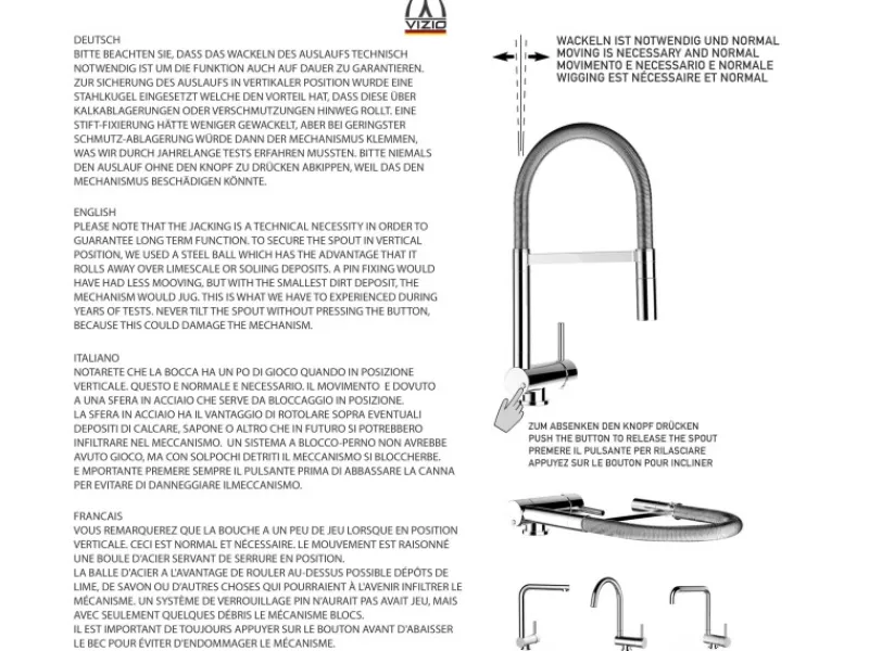 New VIZIO Niederdruck Wasserhahn Vorfenster Küchenarmatur Umklappbar 6 CM mit 360° Schwenkbarem L Auslauf Verchromt