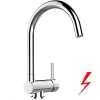 VIZIO Niederdruck Wasserhahn Vorfenster Küchenarmatur Umklappbar 6 CM mit 360° Schwenkbarem U Auslauf Verchromt< Einhebelmischer