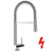 VIZIO Niederdruck Wasserhahn Vorfenster Küchenarmatur Umklappbar 6 CM mit 360° Schwenkbarem Auslauf Abnehmbare 2 Strahl Handbrause Verchromt< Einhebelmischer