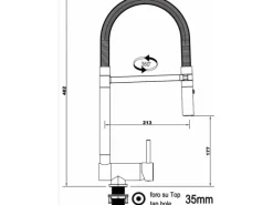 VIZIO Niederdruck Wasserhahn Vorfenster Küchenarmatur Umklappbar 6 CM mit 360° Schwenkbarem Auslauf Abnehmbare 2 Strahl Handbrause Verchromt< Einhebelmischer