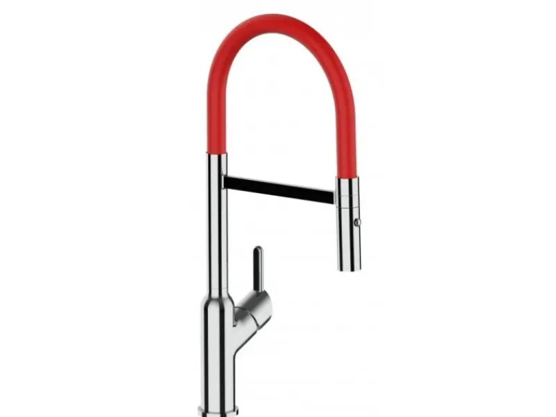 Einhebelmischer<VIZIO Wasserhahn Küchenarmatur BOD mit 360° Schwenkbarem Auslauf Abnehmbare 2 Strahl Handbrause Verchromt Rot