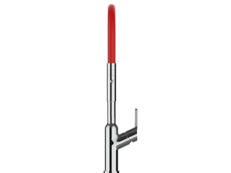 Einhebelmischer<VIZIO Wasserhahn Küchenarmatur BOD mit 360° Schwenkbarem Auslauf Abnehmbare 2 Strahl Handbrause Verchromt Rot