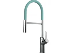 VIZIO Wasserhahn Küchenarmatur BOD mit 360° Schwenkbarem Auslauf Abnehmbare 2 Strahl Handbrause Verchromt   Türkis< Einhebelmischer