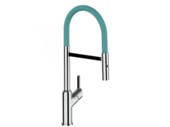 VIZIO Wasserhahn Küchenarmatur BOD mit 360° Schwenkbarem Auslauf Abnehmbare 2 Strahl Handbrause Verchromt   Türkis< Einhebelmischer