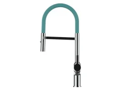 VIZIO Wasserhahn Küchenarmatur BOD mit 360° Schwenkbarem Auslauf Abnehmbare 2 Strahl Handbrause Verchromt   Türkis< Einhebelmischer