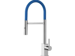 Discount VIZIO Wasserhahn Küchenarmatur QU mit 360° Schwenkbarem Auslauf Abnehmbare 2 Strahl Handbrause Verchromt Blau