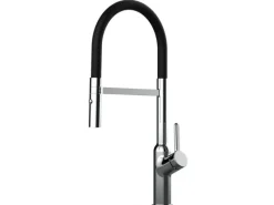 Outlet VIZIO Wasserhahn Küchenarmatur BOD mit 360° Schwenkbarem Auslauf Abnehmbare 2 Strahl Handbrause Verchromt   Schwarz