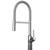 Einhebelmischer<VIZIO Wasserhahn Küchenarmatur BOD mit 360° Schwenkbarem Auslauf Abnehmbare 2 Strahl Handbrause Verchromt   Grau