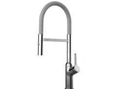 Einhebelmischer<VIZIO Wasserhahn Küchenarmatur BOD mit 360° Schwenkbarem Auslauf Abnehmbare 2 Strahl Handbrause Verchromt Grau