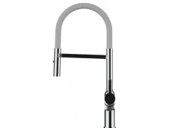 Einhebelmischer<VIZIO Wasserhahn Küchenarmatur BOD mit 360° Schwenkbarem Auslauf Abnehmbare 2 Strahl Handbrause Verchromt   Grau
