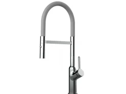 Einhebelmischer<VIZIO Wasserhahn Küchenarmatur BOD mit 360° Schwenkbarem Auslauf Abnehmbare 2 Strahl Handbrause Verchromt   Grau