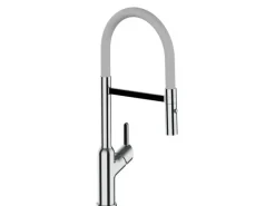 Einhebelmischer<VIZIO Wasserhahn Küchenarmatur BOD mit 360° Schwenkbarem Auslauf Abnehmbare 2 Strahl Handbrause Verchromt   Grau