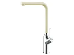 Outlet VIZIO Wasserhahn Küchenarmatur BOD mit 360° Schwenkbarem L Auslauf Verchromt   Sand Beige