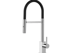 VIZIO Wasserhahn Küchenarmatur QU mit 360° Schwenkbarem Auslauf Abnehmbare 2 Strahl Handbrause Verchromt   Schwarz< Einhebelmischer