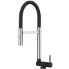 Einhebelmischer<VIZIO Wasserhahn Vorfenster Küchenarmatur Umklappbar 45 CM mit 360° Schwenkbarem Auslauf Abnehmbare 2 Strahl Handbrause Chrom und Schwarz Matt
