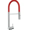 Sale VIZIO Wasserhahn Vorfenster Küchenarmatur Umklappbar 45 CM mit 360° Schwenkbarem Auslauf Abnehmbare 2 Strahl Handbrause Verchromt   Rot