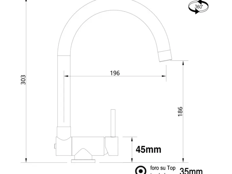 Einhebelmischer<VIZIO Wasserhahn Vorfenster Küchenarmatur Umklappbar 45 CM mit 360° Schwenkbarem U Auslauf Verchromt