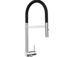 Discount VIZIO Wasserhahn Vorfenster Küchenarmatur Umklappbar 45 CM mit 360° Schwenkbarem Auslauf Abnehmbare 2 Strahl Handbrause Verchromt Schwarz
