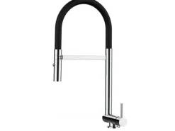 Discount VIZIO Wasserhahn Vorfenster Küchenarmatur Umklappbar 45 CM mit 360° Schwenkbarem Auslauf Abnehmbare 2 Strahl Handbrause Verchromt Schwarz