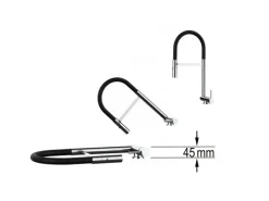 Discount VIZIO Wasserhahn Vorfenster Küchenarmatur Umklappbar 45 CM mit 360° Schwenkbarem Auslauf Abnehmbare 2 Strahl Handbrause Verchromt Schwarz