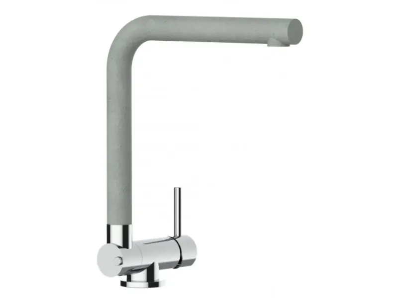 VIZIO Wasserhahn Vorfenster Küchenarmatur Umklappbar 45 CM mit 360° Schwenkbarem L Auslauf Verchromt Zement Granit< Einhebelmischer