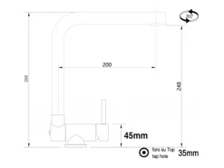 VIZIO Wasserhahn Vorfenster Küchenarmatur Umklappbar 45 CM mit 360° Schwenkbarem L Auslauf Verchromt Zement Granit< Einhebelmischer