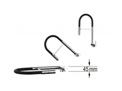 Sale VIZIO Wasserhahn Vorfenster Küchenarmatur Umklappbar 45 CM mit 360° Schwenkbarem Auslauf Abnehmbare 2 Strahl Handbrause Schwarz Matt   Grau