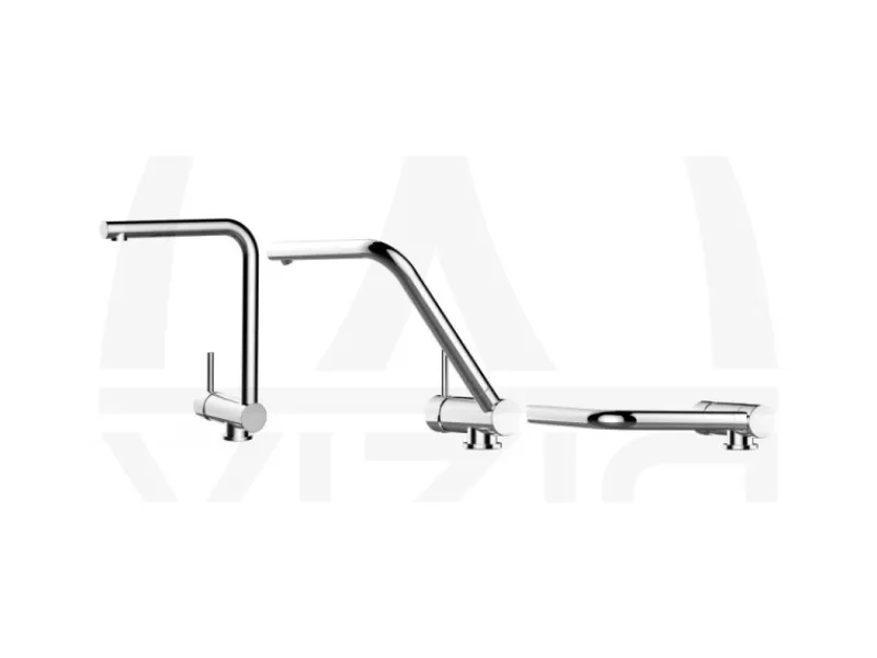 VIZIO Wasserhahn Vorfenster Küchenarmatur Umklappbar 6 CM LINKER HEBEL mit 360° Schwenkbarem L Auslauf Verchromt Weiß Granit