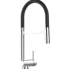 VIZIO Wasserhahn Vorfenster Küchenarmatur Umklappbar 6 CM mit 360° Schwenkbarem Auslauf Abnehmbare 2 Strahl Handbrause Verchromt   Schwarz< Einhebelmischer