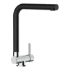 VIZIO Wasserhahn Vorfenster Küchenarmatur Umklappbar 45 CM mit 360° Schwenkbarem L Auslauf Verchromt   Schwarz Granit< Einhebelmischer