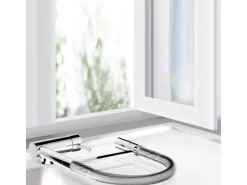 Einhebelmischer<VIZIO Wasserhahn Vorfenster Küchenarmatur Umklappbar 6 CM mit 360° Schwenkbarem Auslauf Abnehmbare 2 Strahl Handbrause Verchromt