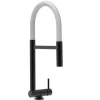 VIZIO Wasserhahn Vorfenster Küchenarmatur Umklappbar 45 CM mit 360° Schwenkbarem Auslauf Abnehmbare 2 Strahl Handbrause Schwarz Matt   Weiß< Einhebelmischer
