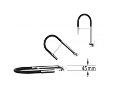 VIZIO Wasserhahn Vorfenster Küchenarmatur Umklappbar 45 CM mit 360° Schwenkbarem Auslauf Abnehmbare 2 Strahl Handbrause Schwarz Matt Weiß< Einhebelmischer