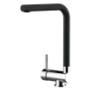 Einhebelmischer<VIZIO Wasserhahn Vorfenster Küchenarmatur Umklappbar 6 CM LINKER HEBEL mit 360° Schwenkbarem L Auslauf Verchromt   Schwarz Granit