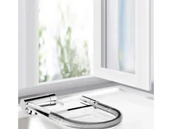 Einhebelmischer<VIZIO Wasserhahn Vorfenster Küchenarmatur Umklappbar 6 CM mit 360° Schwenkbarem Auslauf Abnehmbare 2 Strahl Handbrause Verchromt   Weiß