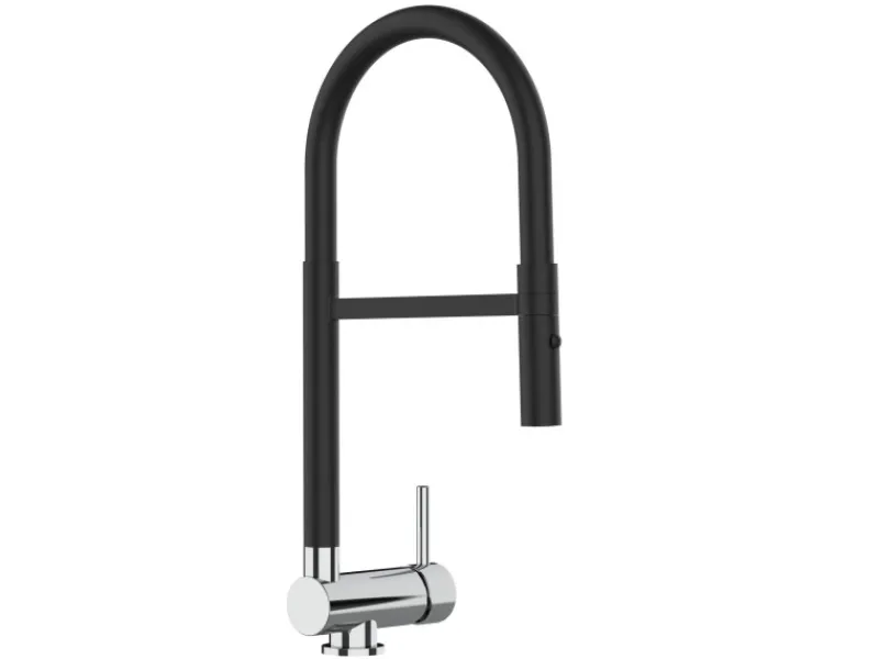 Discount VIZIO Wasserhahn Vorfenster Küchenarmatur Umklappbar 6 CM mit 360° Schwenkbarem Auslauf Abnehmbare 2 Strahl Handbrause Schwarz Matt und Verchromt