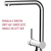 Einhebelmischer<VIZIO Wasserhahn Vorfenster Küchenarmatur Umklappbar 6 CM LINKER HEBEL mit 360° Schwenkbarem L Auslauf Verchromt