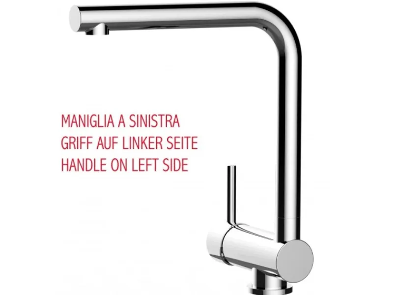 Einhebelmischer<VIZIO Wasserhahn Vorfenster Küchenarmatur Umklappbar 6 CM LINKER HEBEL mit 360° Schwenkbarem L Auslauf Verchromt