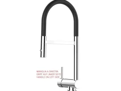 Best VIZIO Wasserhahn Vorfenster Küchenarmatur Umklappbar 6 CM LINKER HEBEL 360° Schwenkbarem Auslauf Abnehmbare 2 Strahl Brause Verchromt Schwarz