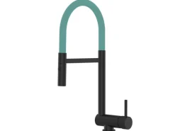 Hot VIZIO Wasserhahn Vorfenster Küchenarmatur Umklappbar 6 CM mit 360° Schwenkbarem Auslauf Abnehmbare 2 Strahl Handbrause Schwarz Matt   Türkis