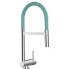 Einhebelmischer<VIZIO Wasserhahn Vorfenster Küchenarmatur Umklappbar 6 CM mit 360° Schwenkbarem Auslauf Abnehmbare 2 Strahl Handbrause Verchromt   Türkis
