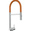 Einhebelmischer<VIZIO Wasserhahn Vorfenster Küchenarmatur Umklappbar 45 CM mit 360° Schwenkbarem Auslauf Abnehmbare 2 Strahl Handbrause Verchromt   Orange