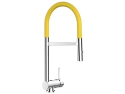Outlet VIZIO Wasserhahn Vorfenster Küchenarmatur Umklappbar 6 CM mit 360° Schwenkbarem Auslauf Abnehmbare 2 Strahl Handbrause Verchromt   Gelb
