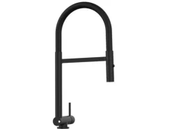 New VIZIO Wasserhahn Vorfenster Küchenarmatur Umklappbar 45 CM mit 360° Schwenkbarem Auslauf Abnehmbare 2 Strahl Handbrause Schwarz Matt   Schwarz
